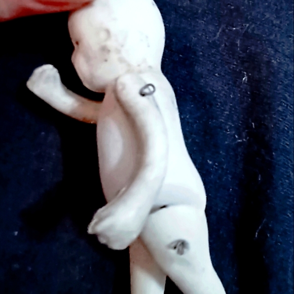 Early 1900s Jointed Bisque Porcelain Doll w/limbs attached 3 1/2" - Picture 4 of 6